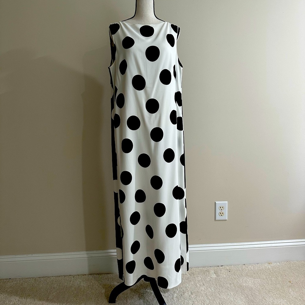 Akris Punto Black and White Polka Dot Maxi Dress